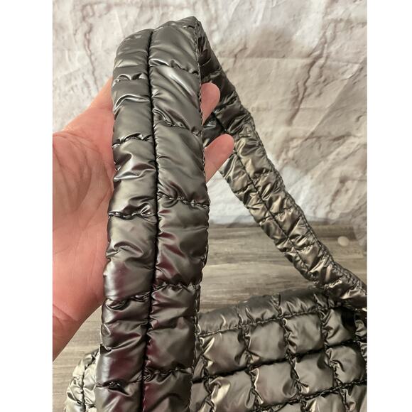 Jen & Co. / Jacqueline Silver Gray Quilted Satchel Shoulder Bag - Picture 7 of 8